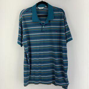 Vtg Sears The Means Store 2XL Polo Shirt Multicolor Stripes Casual Grunge Preppy